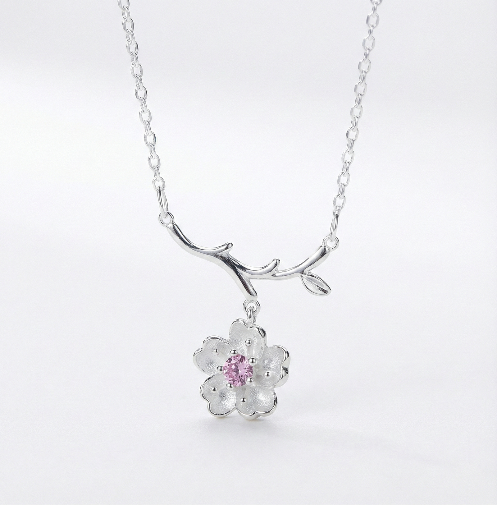 Silver Branch Solitaire Pendant